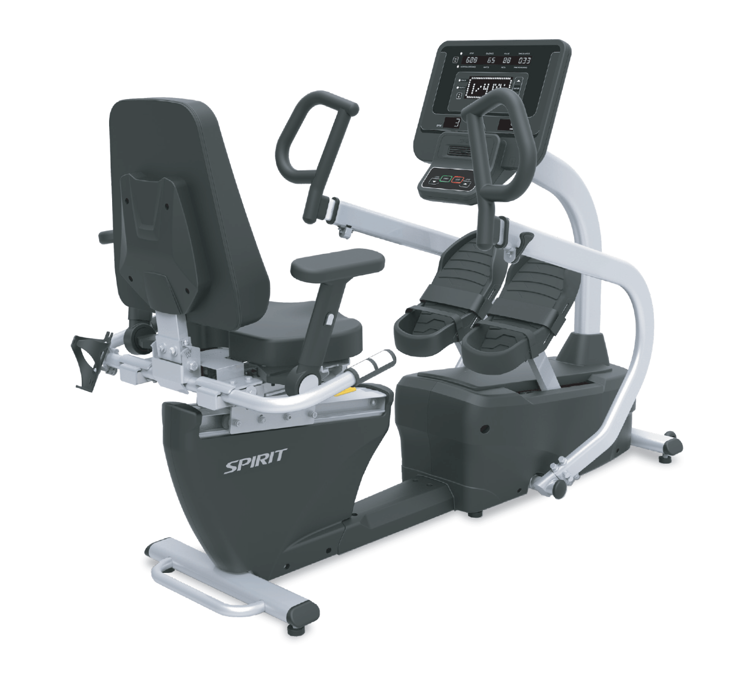 Spirit Fitness CRS800S 'Step Thru' Recumbent Stepper (Demo) with Swivel Seat, Heart Rate & Padded Armrests