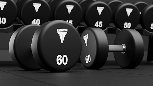 THROWDOWN URETHANE DUMBBELL, 80-100 LBS SET, THROWDOWN, BLACK